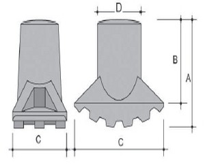 Piedi scala artiglio in PVC nero 40 mm