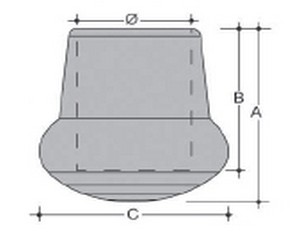 Piedi scala a pera in PVC nero 45 mm