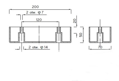 Piedino 200x70 m t-h-50 per viti cromate