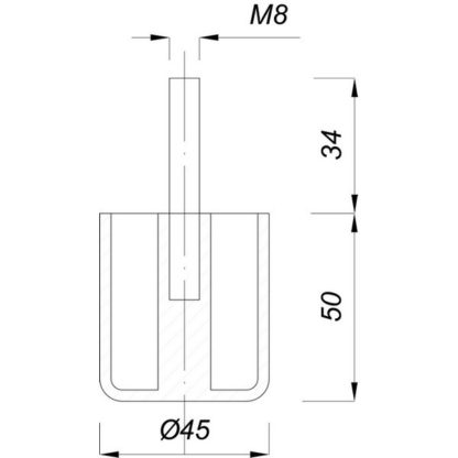 Piedino Diam. mm 45 h-50 M8x34 cromato