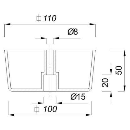 Piedino 110x110 h-49 sotto la vite p - cromato