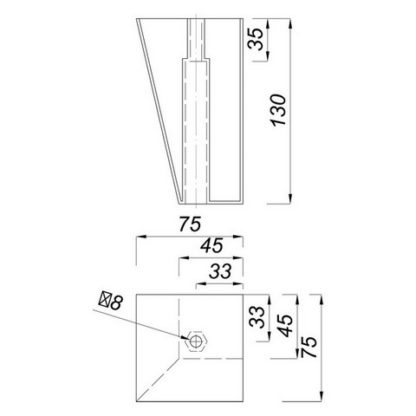 Piedino 75x75 h-130 inclinare la vite ABS p - cromato